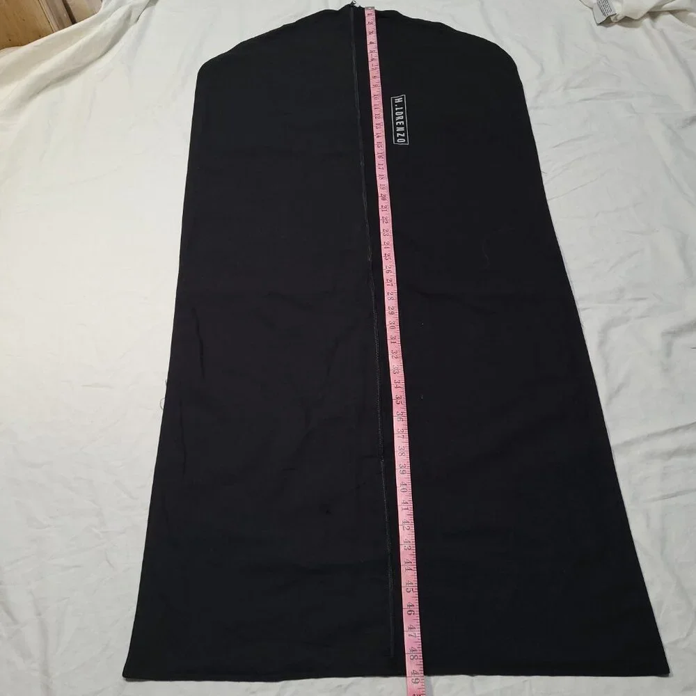 H. Lorenzo Black Garment Bag Logo Spell Out Fabric Zipper Empty READ 48 x 24 in